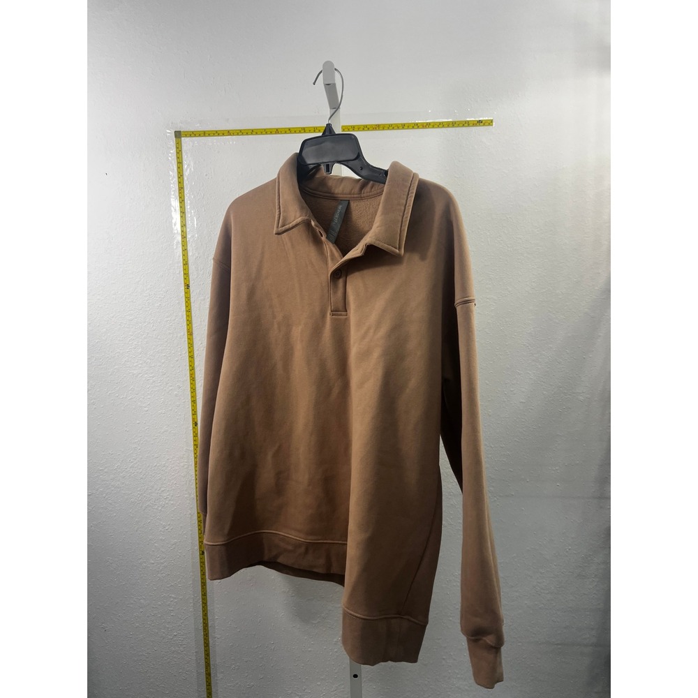Mondetta Mens Large Brown Fleece Lined Polo Collar Sweatshirt‎ Pullover RN88201